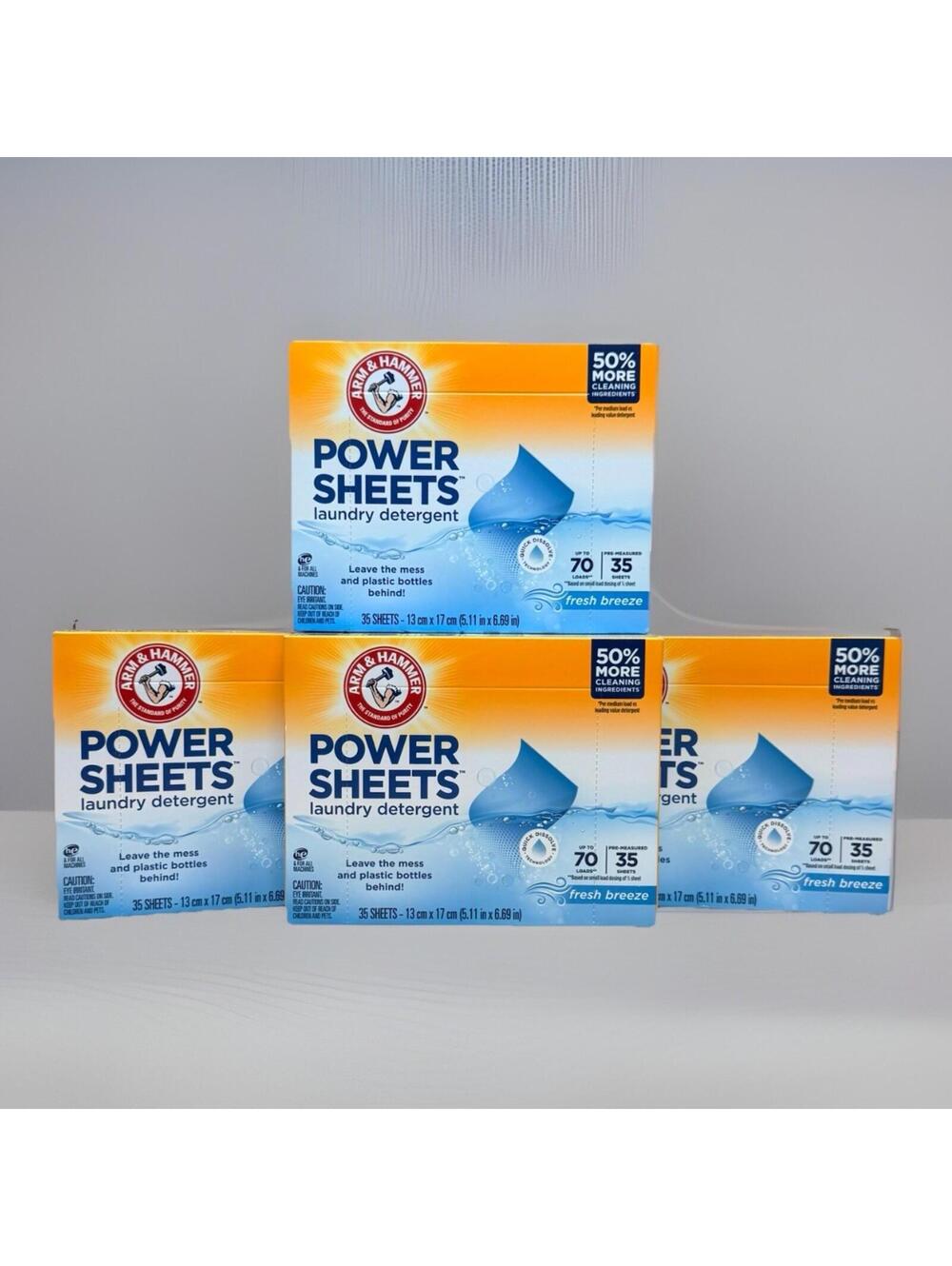 4 - ARM & HAMMER Power Sheets Laundry Detergent Fresh Breeze (140 Sheets) Travel